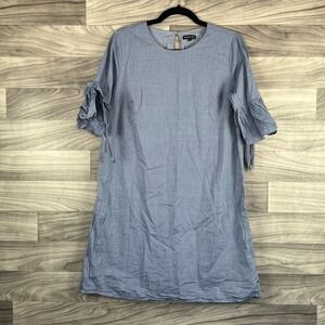 Who What Wear Shift Dress Women's Medium Blue‎ 100% Cotton Flared Sleeves Lined